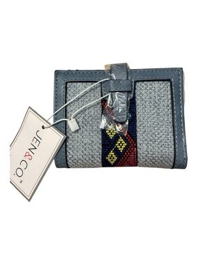 Light Blue Vegan Woven Compact Wallet by Jen & Co